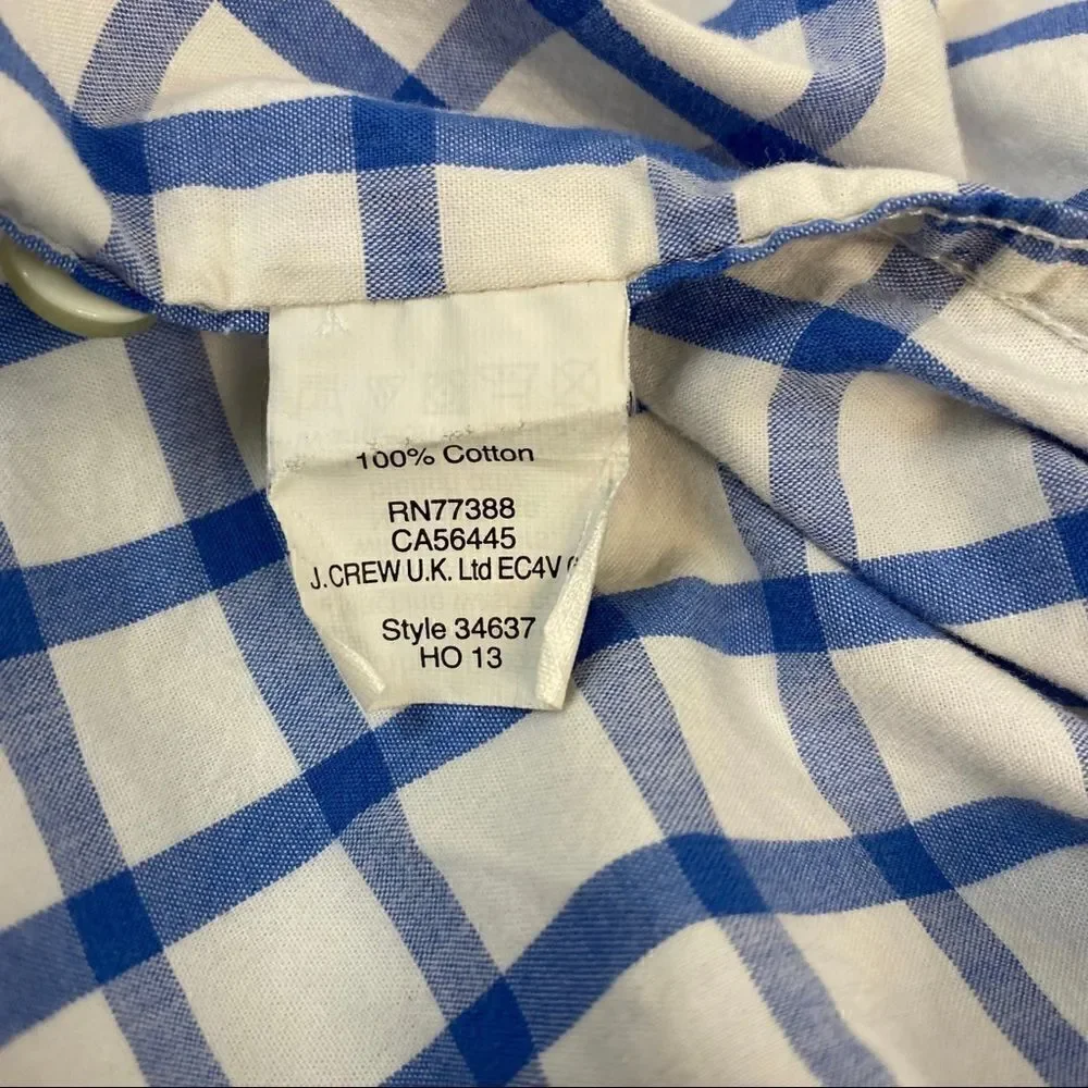 J.Crew Button Down Woven Shirt Men's Small Long Sleeve Blue White Check 34637